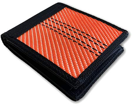 Roter Hahn 112 Feuerwehr Geldbörse/Schlauch ORANGE/Portemonnaie Geldtasche Portjuchhe Brieftasche Geldbeutel / 125 x 95 x 20 mm/Original gebrauchter Feuerwehrschlauch