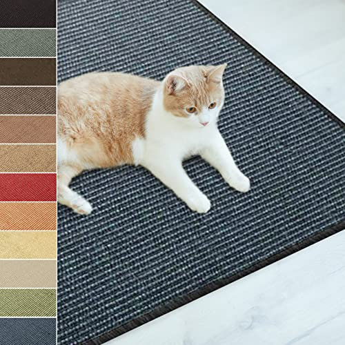 Floordirekt Sisal Fußmatte Teppich Vorleger Kratzteppich Katzenmöbel Kratzmatte Sisalmatte, widerstandsfähig & in vielen Farben und Größen erhältlich (200 x 300 cm, Blau)