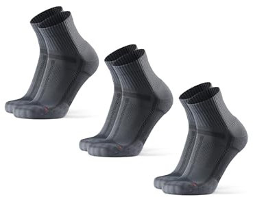 DANISH ENDURANCE 3 Paar Quarter Laufsocken,Knöchelhohe Sportsocken für lange Distanzen, Unisex, Damen & Herren, Grau/Schwarz, 39-42