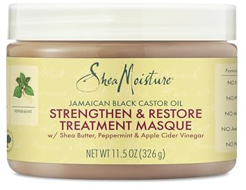 SheaMoisture Jamaican Black Castor Oil Strengthen & Restore Treatment Masque, Shea Butter/Peppermint/Apple Cider Vinegar, 355 ml