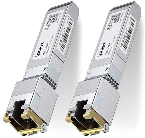 ipolex Émetteur-récepteur en cuivre RJ45 SFP+ 10G, module Mini GBIC 10GBase-T compatible avec Cisco, Ubiquiti UniFi, Mikrotik, Netgear etc. jusqu’à 80 mètres.2-Pack
