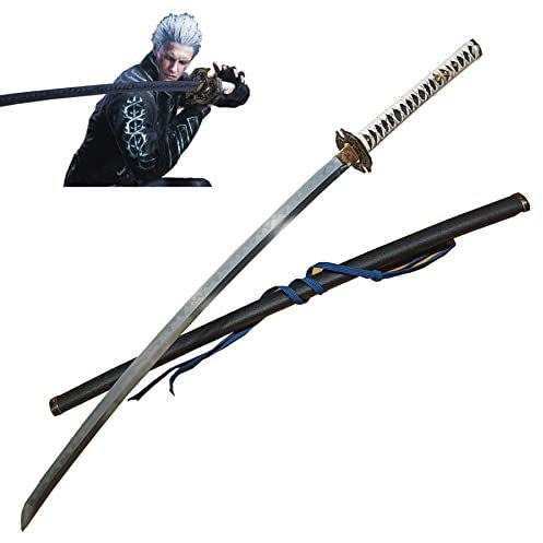 LQSMX sword Devil May Cry 5 Vergil Anime Cosplay Sword Warrior Yamato Sword/Dante's Rebellion, 42.9in Katana Sword Real,Fully Handcrafted top Katana Sword,Samurai Sword