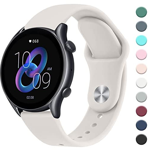 Mugust Armband Kompatibel mit Amazfit GTR 47mm / GTR 2 / GTR 2e / GTR 3 / GTR3 Pro/GTR 4 / Stratos 3 / Stratos 2, 22mm Neues Silikon Armband Sport Ersatz Uhrenarmband,Sternenlicht
