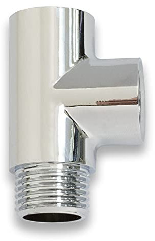iBathUK Dual Fuel T-Piece for Radiator Heated Towel Rail, Angled Valves Fuel Hose Joiner Connector- Chrome