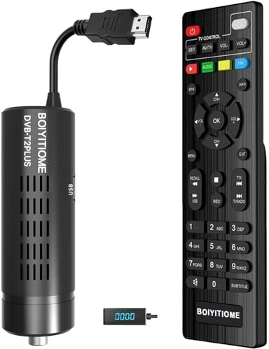 Decoder DVB-T2,Decoder Digitale Terrestre,HD 1080P H265 HEVC Main 10 Bit,Supporta HDMI/Proiettore/USB WiFi/Dolby Audio e Funzioni Multimediali/PVR [Telecomando 2-in-1 con controlli TV]