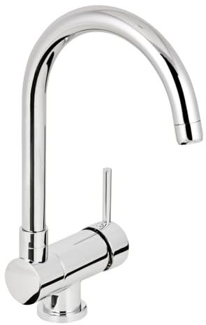 aquaSu® Vorfensterarmatur Gloria mit Wasserspar-Kartusche, umklappbar, schwenkbarer, hoher Auslauf, Kaltwassermittelstellung, Keramikkartusche, werkzeuglose Schaftbefestigung, Messingkern-verchromt