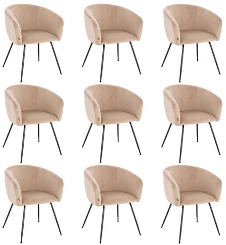 Home Deluxe - Polsterstuhl ARIA - 9 Stück, Farbe: Samt Beige - weiche Polsterung, bis 120 kg belastbar I Küchenstuhl Speisestühle Esszimmerstühle
