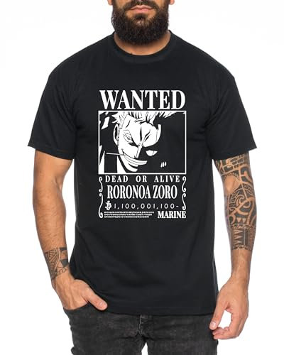 Zoro 1100 - T-Shirt Homme Chapeau de Paille Luffy Zoro One Monkey D. Pirate Ace Piece Goku Anime Ruffy, Taille:L, Couleur:Noir