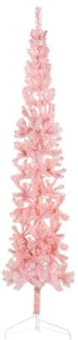Albero Natale Artificiale Sottile a Metà e Supporto Rosa 210 cmAlbero di Natale Biancaneve Albero di Natale Slim Albero di Natale con luci integrate Adatto per Natale, Capodanno, feste
