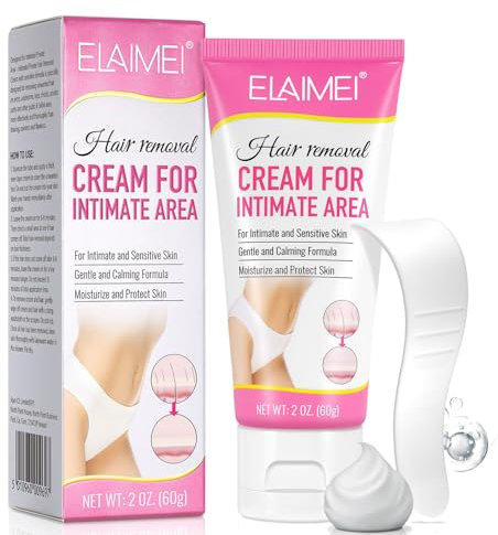Hair Removal Cream-Hair Removal Cream for Genitals- Intimate Painless Hair Remover for Sensitive Skin Bikini,pubic,Genitals,Armpits,Legs,Body-with Gentle,soft,Moisturising Formula 60ML