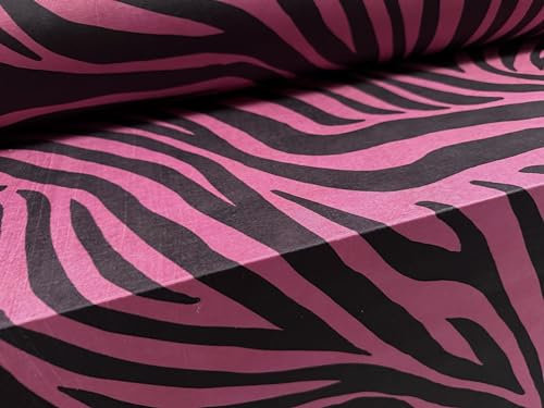 Tissu jersey simple stretch doux au toucher - Imprimé zèbre - Magenta