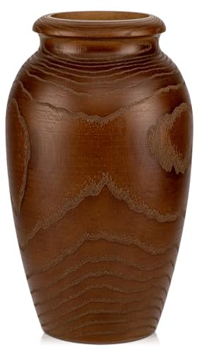 23CM Große Dekovase Holzvase, Dekorative Vasen für Kunstblumen Blumengesteck, Blumenvase aus Holz mit Plastikeinsatz, Öffnung - Ø 7.2 cm