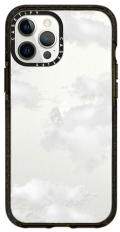 CASETiFY Impact iPhone 12 Pro Max Case [4X Military Grade Drop Tested / 8.2ft Drop Protection] - Clouds - Clear Black