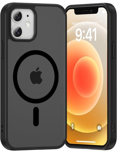 Opkiegrn Coque pour iPhone 12/12Pro, Compatible avec MagSafe Recharge sans Fil, Protection Antichoc, Anti-Jaunissement,Dos Anti Rayures PC Magnétique Étui Housse pour iphone 12/12 Pro,Noir