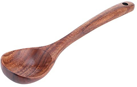 Wooden Ladle Spoon, Soup Spoon, Teak Spoon Teak Wood Non Stick Serving Soup Spoon with Long Handle Soup Ladle Spoon for Home Restaurant Hotel