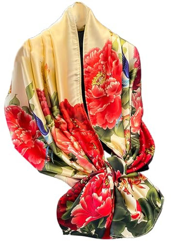 FAIRYGATE Stola für Abendkleid Schal Tuch Damen Frühling Klassisch Seidenschal Leicht Dünn Schals Sommerschal in XL Größe Seidentuch 180x90 cm Seide Tücher 87034