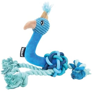 Webbox Pedro the Peacock - Knotted Rope & TPR Rubber Dog Toy Designed for Enrichment