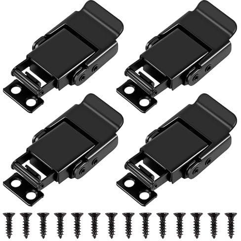 Tunejoy Spannverschluss Edelstahl Kistenverschluss Hebelverschluss Kappenschloss mit 16 Stück Schrauben für Case Box Toolbox Schublade Truhe 4 Stück Schwarz