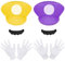 Aomig Cosplay Kostüm Zubehör Mütze 6Pcs Faschingkostüme Hüte mit Schnurrbärte Handschuhe Super-Brüder Kostüm Hut Cap Karneval Halloween Rollenspiel Faschingkostüm für KinderJunge Mädchen (Lila, Gelb)