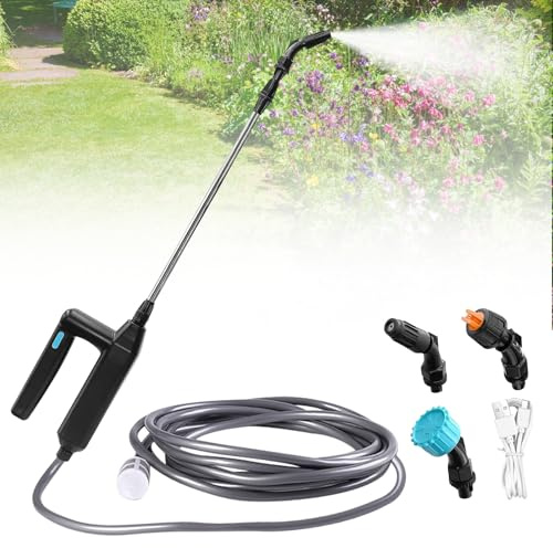 GOEDCH - Pulverizador de plantas eléctrico: inteligente recargable USB con varilla telescópica de 60 cm, rotación de 360 °, boquilla ajustable, diseño ligero y duradero para jardín, terraza,