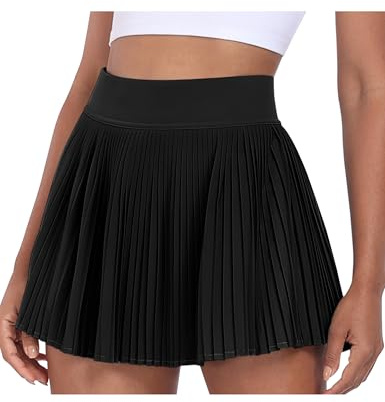 Desol Tennisrock Damen mit Taschen, Hohe Taille Hosenrock mit Integrierter Shorts, Sportrock für Tennis Golf Freizeit, Knielanger Faltenrock