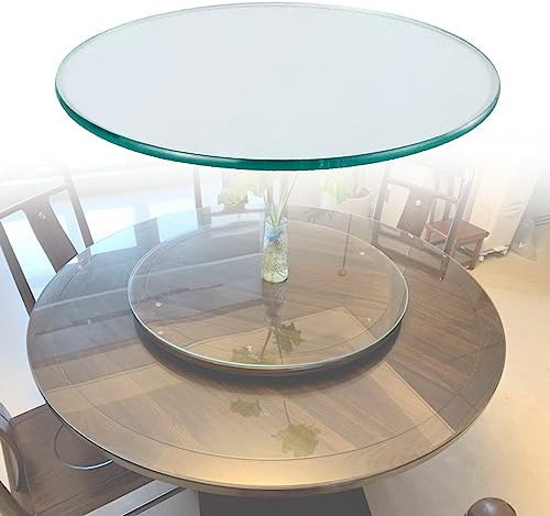 Mantel redondo transparente de cristal redondo 60 cm 65 cm 68 cm 70 cm Forma circular de cristal de alta capacidad de carga