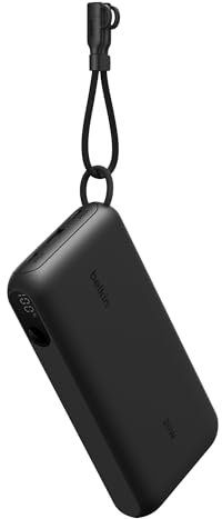 Belkin Batterie Externe USB-C 20 000 mAh, Power Bank avec 2 Ports Type C et 1 Port USB-A (écran numérique, 20 W, pour Tous Les modèles de l'iPhone 16, Samsung Galaxy S25, Pixel 9, iPad, etc., Noir)
