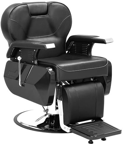 HaiYiZuhause Heavy Duty Barbier Stühle für Barbershop, Hydraulische Reclining Hair Salon Stuhl für zu Hause, Allzweck-verstellbare Höhe 360 Swivel, Schwarz