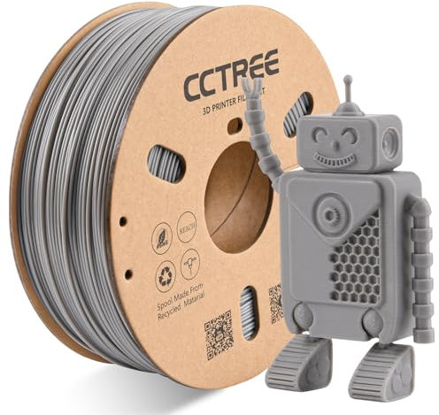 CCTREE ABS+ Filament 1.75mm, Dimensional Accuracy +/- 0.03mm, 1KG Spool (2.2 LBS), Strong, Durable, Heat Resistance, Excellent Toughness 3D Drucker Filament ABS Plus, Grau