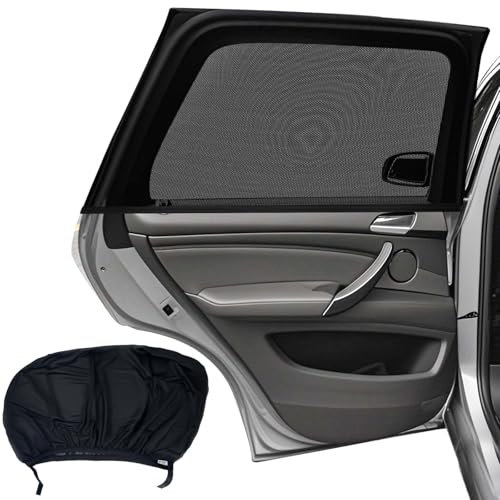 Sonnenschutz Auto Baby, (2-Stück) Sonnenblende Auto für Kinder, Moskitonetz für Auto, Sonnenschutz Auto Kinder fit 99% Autos, Doppelter Stoff für maximalen UV-Schutz (54 * 126cm)