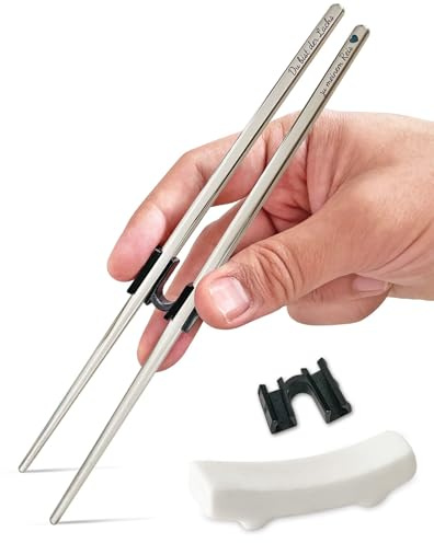 Goldory personalisierte Essstäbchen Set spülmaschinenfest | Sushi Ess Stäbchen wiederverwendbar | Japanische Stäbchen mit Gravur | Chinesische Chopsticks graviert mit Ablage und Esshilfe | Edelstahl