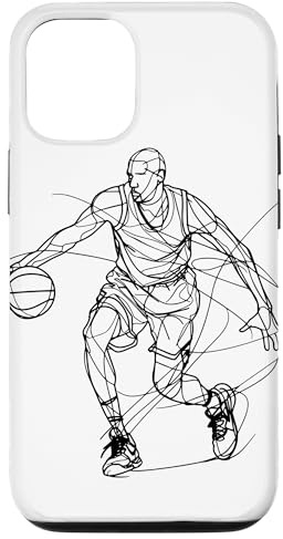 Hülle für iPhone 12/12 Pro Basketballspieler Strichskizze Basketballer