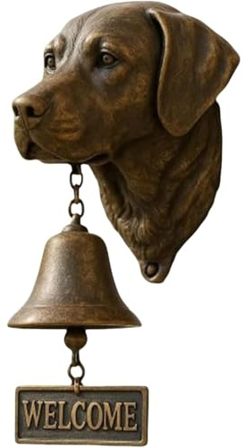 DEJIN Dog Welcome Doorbell, Vintage Resin Wall Mounted Entry Bell for Porch, Front Door & Garden - Must-Have Dog Lover Giftg Bell(Labrador Retriever)