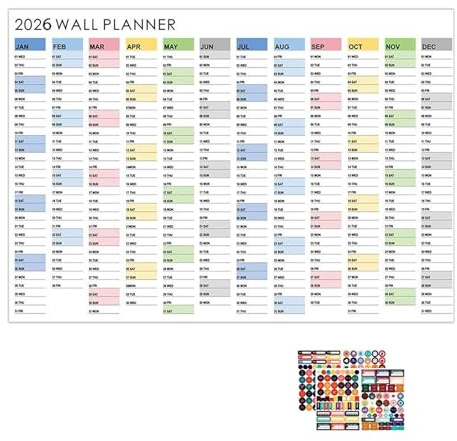 Großer Wandkalender,Großformat Jahresplaner für die Wand 2026 | Ästhetische Deko für Wohnzimmer Büro Studium Arbeitsplanung