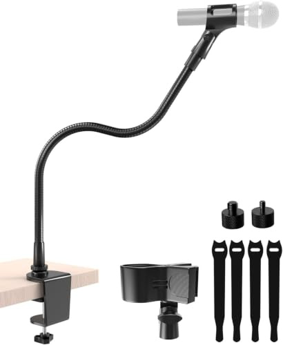 Etour 19-Zoll-Schwanenhals-Mikrofon Arm - mit Tischklemme – hohe Tragkraft und flexibler Schwanenhalsarm-Cliphalter für den Schreibtisch, 1/4„- und 3/8“-Adapter, ideal für Podium, Vorträge, Tonstudio