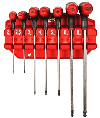 Milwaukee 4932498677 7 Pieces Hex Key Wrenches with Comfort Grip Set with Rack