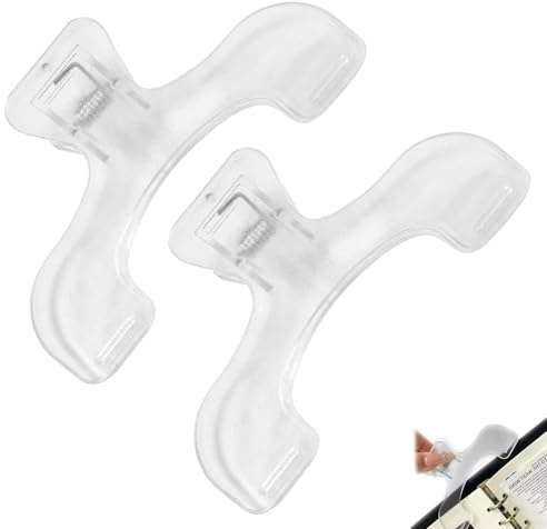 Pinces à Livre Solides,2 Pièces Transparent Clip de Carnet,Pinces à Livre Pratiques et Multifonctions,Stable et Ferme,Facile à Transporter,Adapté à L’école,Famille,Bibliothèque,Blanc