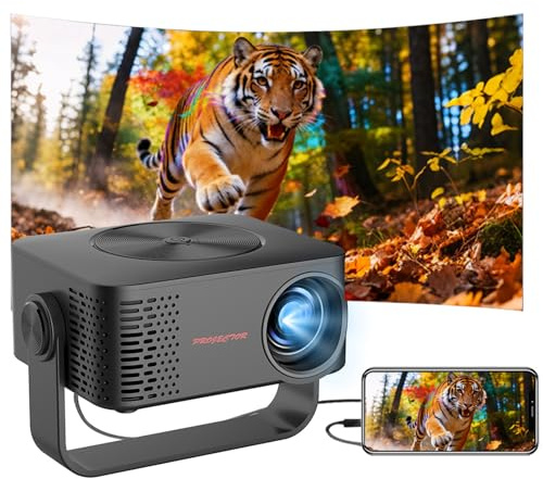 Mini Beamer, Full HD 1080P Beamer, 4K Unterstützung, WiFi, Tragbar Video Projektor mit Zoom, Heimkino Projektor für Handy, Tablet/Laptop/PC/HDMI/USB(Schwarz