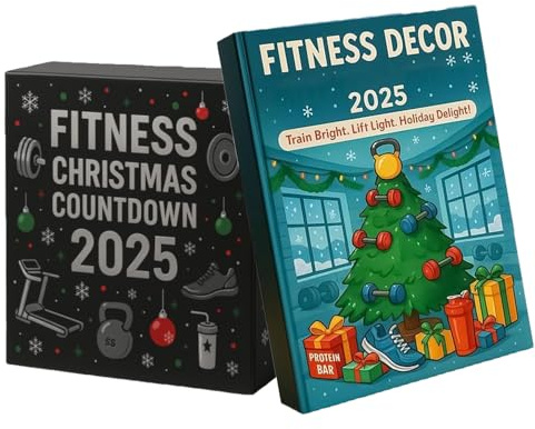 Fitness Adventskalender 2025, Gym Dekors Adventskalender, 24-Tage Weihnachts Countdown Kalender Mit 24 2D Acryl Fitnessgeräten, für Winterferien, Partys, Fitnessstudios, Autofenster (All)