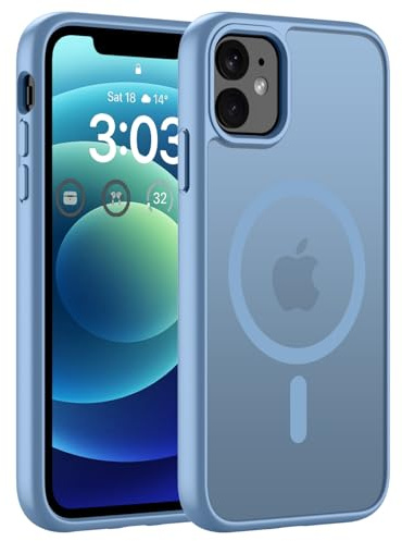 ORDA Magnetische für iPhone 12 / iPhone 12 Pro Hülle, Hellblau | Kompatibel mit für MagSafe, Durchscheinend Rückseite, Matt Handyhülle, Stoßfest Kratzfeste Schutzhülle
