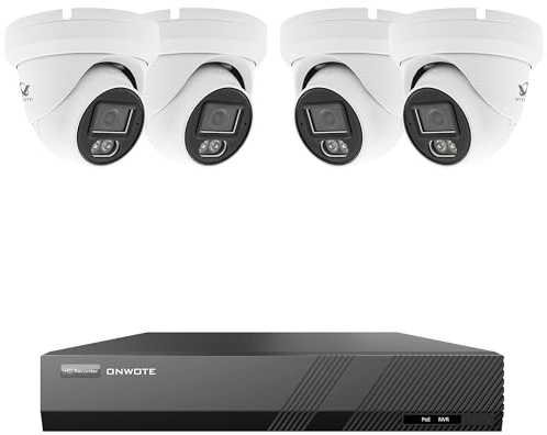 ONWOTE 8 Channel Security Camera System 6MP NVR, 4X 5MP 122° PoE IP Cameras
