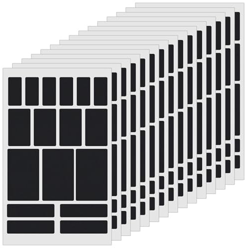 Shimmeroo 225 PCS Removable Sticky Labels, Multi-use Black Blank Label