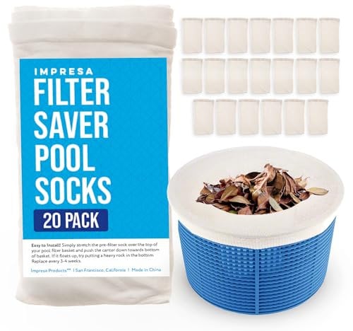 IMPRESA Maplefield 20-Pack Skimmer Socks - Basket Filter for Inground or Above Ground Pools - Catches Debris, Particulates - Pool Skimmer Socks