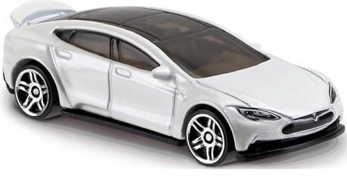 Hot Wheels Tesla Model S weiß - Auto, Sammelfahrzeug im Maßstab 1:64 für Kinder (Kindern), unisex