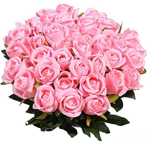 Veryhome 10 Stücke Künstliche Rosen Silk Blumen Gefälschte Flowers Braut Hochzeit Bouquet Für Hausgarten Geburtstag Party Home Wedding Dekor (Pink - Rosenknospe)