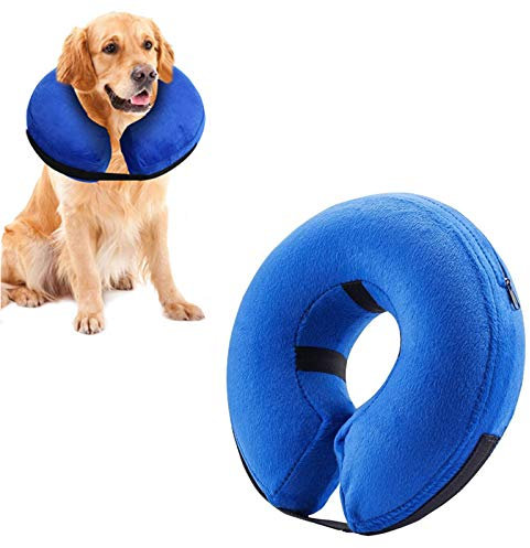 Emwel Pet Inflatable Collar for Dogs and Cats, Comfy Dog Protective Cone for Recovery, Inflatable Basic Dog Collars, Medium