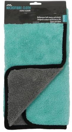 JVL Car Bike Care Cleaning Range Luxury Microfibre Cloth, Teal and Grey, 40 x 0.5 x 30 cm