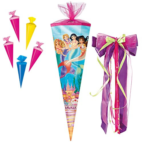 alles-meine.de GmbH Set Schultüte + 5 kleine Zuckertüten - Schleich Bayala - Welt der Meerjungfrauen/Nixe - Meamare - 70 cm - rund - incl. große Schleife - Filzabschluß -..