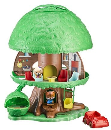Klorofil - Arbre magique des Klorofil - Comprend : 2 personnages + 12 accessoires (1 voiture, 1 espace repos, 1 balançoire, 2 lits, 1 table, 4 chaises, 1 banc et 1 fauteuil)