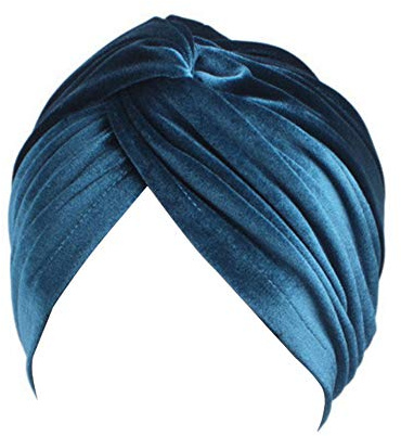 Fxhixiy Damen Stretch-Samt-Turban-Mütze für Krebs, Chemo, Kopfbedeckung (Blaugrün)